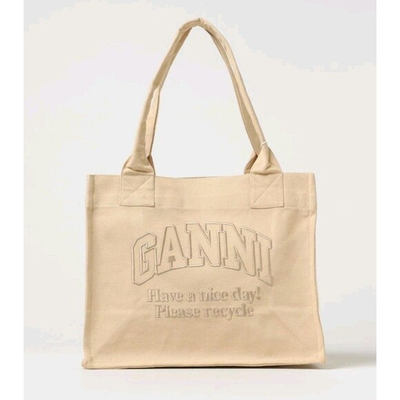 GANNI Tote Bag Large Easy Shopper A5575 Buttercream - Picture 1 of 6